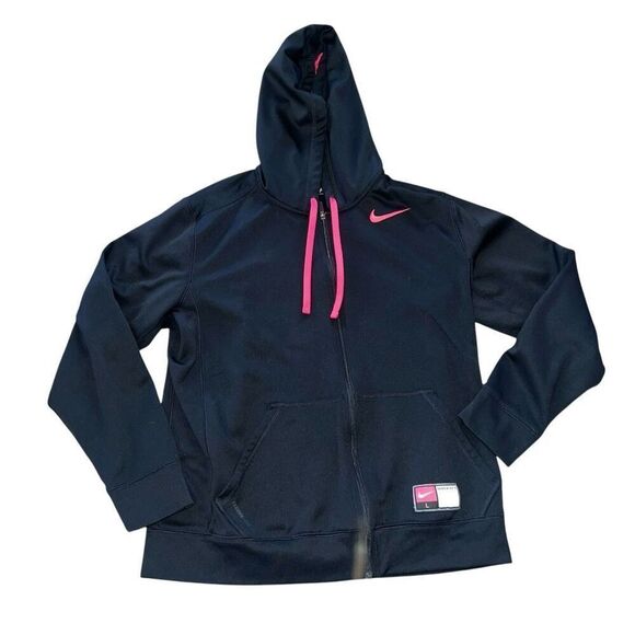 NIKE Pink & Black Therma-Fit Full Zip Up Hoodie Sweatshirt Size L - Picture 1 of 9